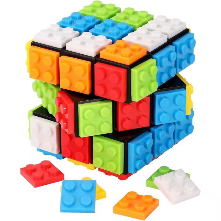 Cubo Rubix de velocidad 3x3, cubo mágico para construir, 2 en 1, juguetes, cubo de velocidad y cubos de rompecabezas compatibles con Lego para niños y adultos - 1