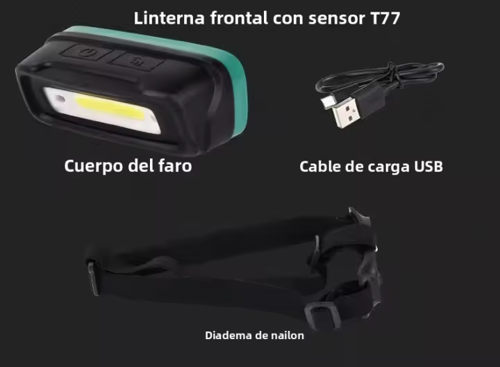 Linterna Frontal LED Portátil Mini Con Sensor T77/T78 COB Pilas Integradas Impermeable Torcha Frontal Para Trabajo Y Emergencias - 1