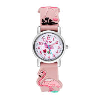 Reloj Infantil De Cuclillas Con Patrón De Flamenco Divertido Resistente Al Agua De Moda Y Casual Con Marcadores Arábigos Y Correa De Goma - details 12