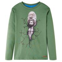 Camiseta infantil de manga larga oscuro 92 en color Ocre/Petróleo/Caqui - details 2