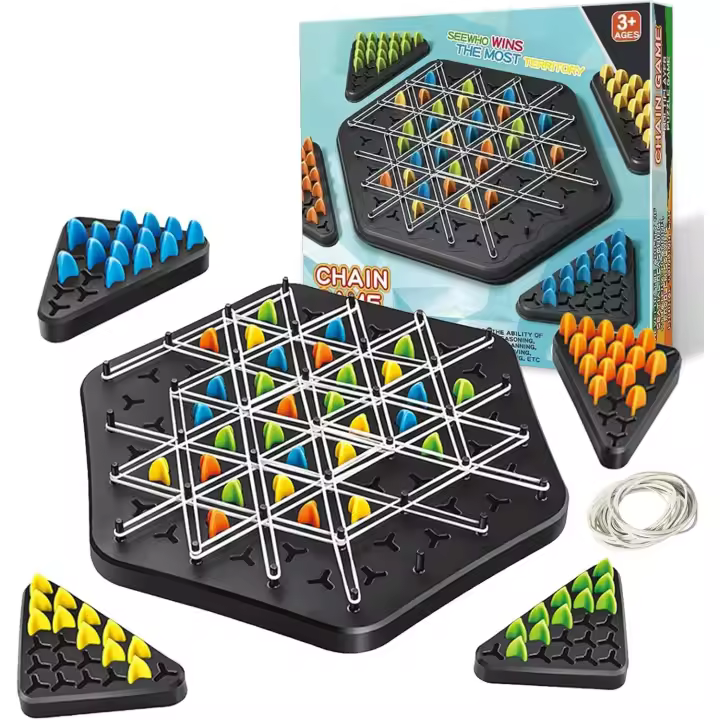 Juego de mesa con bandas elásticas, juego de ajedrez con cadena y triángulos, juegos de mesa para niños de 8 años, ajedrez para niños y adultos, ideal para fiestas y viajes. - 1