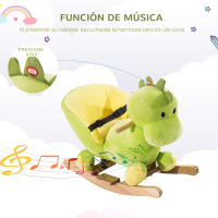 HOMCOM Balancín Infantil en Forma de Dinosaurio de Felpa para Bebés 18-36 Meses con Sonido Cinturón de Seguridad Manillar y Reposapiés 60x33x45 cm Verde - details 3