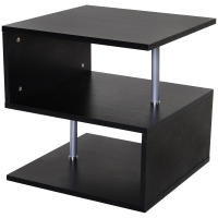 HOMCOM Mesa de Centro Café Mesa Auxiliar de Salón de Forma S con Compartimento Abierto 2 Niveles Diseño Elegante 50x50x50 cm - details 0