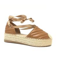 Alpargata Mujer - Beige con Suela de Esparto - Plataforma Plana - Primavera Verano 2024 - Cordones en Tobillo - details 8