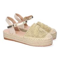 PuntoSalao Alpargatas doradas de plataforma en yute y hebilla mujer TF3307 - details 0