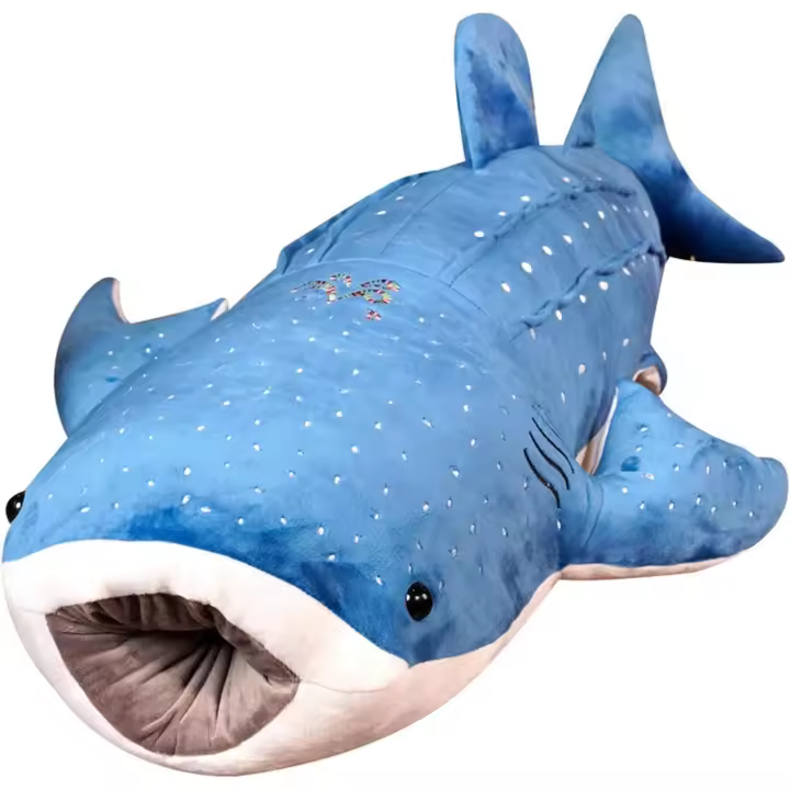 Peluche de Tiburón Ballena de 18,5 pulgadas, Tiburón Ballena de Plush, Juguete de Plush para niños, cojines, Muñeco de Ballena Azul relleno - 1