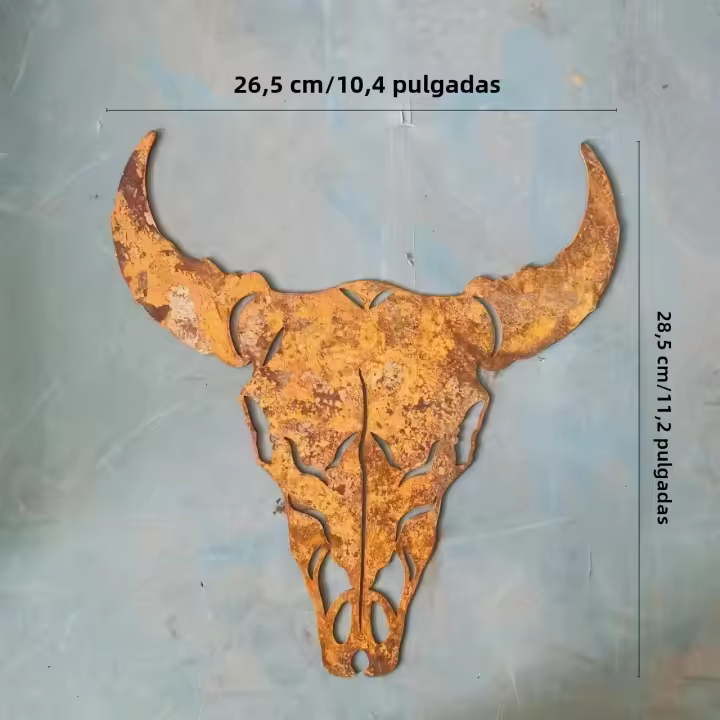 Decoración De Pared En Metal De Toros Rusticos: Calavera De Res Occidental Para Interiores Y Exteriores Perfecta Para Halloween Navidad Y Pascua - 1