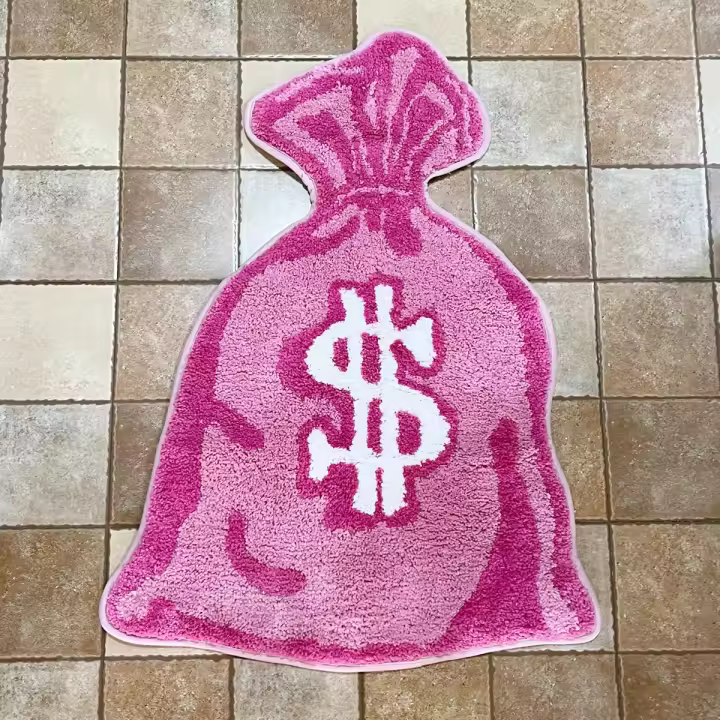  Alfombra Antideslizante Rosa Para Dormitorio Y Sala De Estar En Forma De Billetera Tejida a Mano Decoración De Entrada Para El Hogar Material Poliéster Lavable Mecánicamente - 1