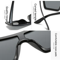Gafas De Sol Retro Para Mujer Con Marco Grande UV400 Gradiente Negro Diseñador Un Pieza Ciclismo Polímero Transpirable Y Duradero - details 12