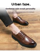 Zapatos De Cuero Para Hombre Estilo Británico De Negocios Con Punta Pointy Tamaño 46 Zapatos De Boda Tendencia Transpirables Con Cordones Y Diseño De Encaje - details 1