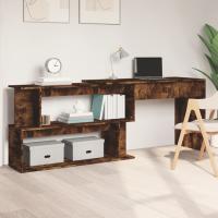 vidaXL Escritorio de esquina madera contrachapada 200x50x76 cm en color Blanco/Blanco brillante/Gris hormigón y más | estructura resistente ideal para salón dormitorio o estudio - details 7