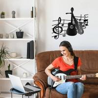 Arte De Pared HelloYoung Con Guitarra Y Saxofón Metal Para Cocina Baño Sala De Estar Dormitorio Escultura Colgante De Música - details 5