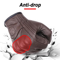 SUOMY Guantes De Motocicleta Retro Marrón De Cuero Real Para Verano Guantes De Café Racer Con Perforación Y Toque De Pantalla Para Scooter - details 3