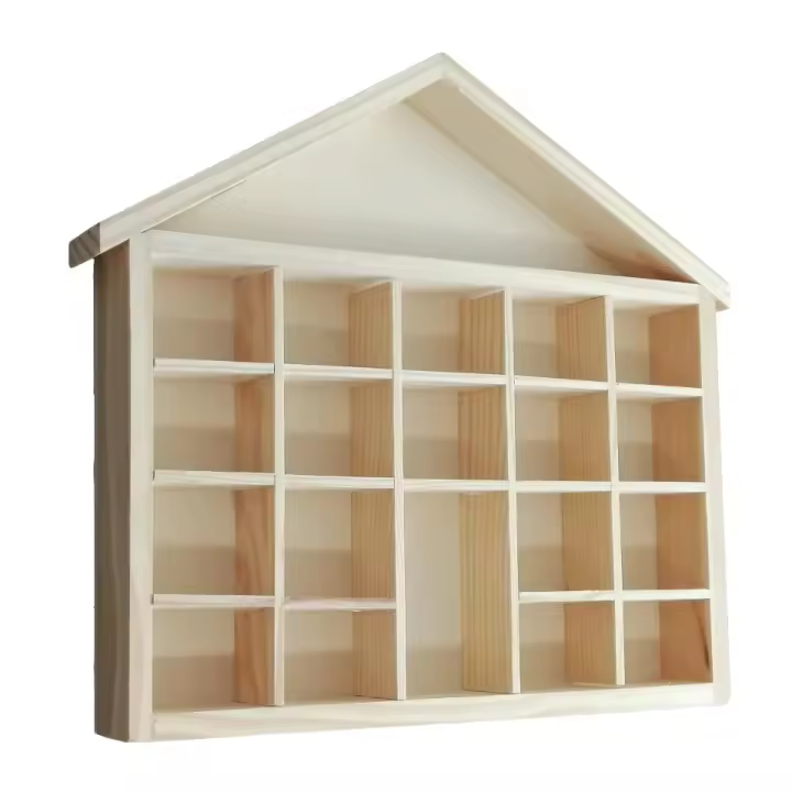 Estantería Colecciones Miniaturas en Madera de Pino Crudo para Pintar con 14 Divisiones - 1