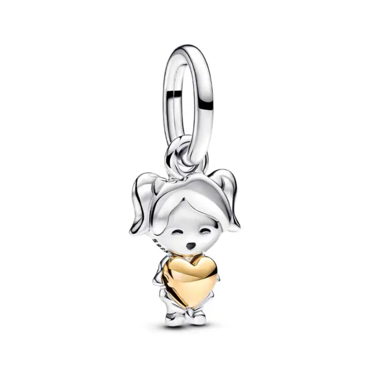 PANDORA Colgante con diseño de niña feliz, regalo de vitalidad para niño, con cuentas, regalo de cumpleaños para el Día de la Madre, niña 763601C00,Incluye Caja Original - 1