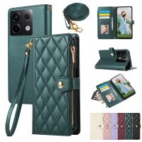 Cartera De Cuero Crossbody Con Cremallera Para Xiaomi Redmi Note 13 pro plus 12 11 13C 13T Poco M6 X6 X5 Con Correa Y Diamantes - details 2