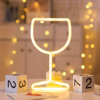 Lámpara De Pared LED Neón Con Luz De Vino paraGirls Habitación Club Boda Cumpleaños Fiesta Decoración De La Sala De Estar Alimentada Por USB O Batería - details 5