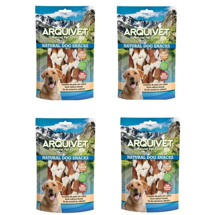 Snack  para Perros Huesitos de Pato con Calcio -Natural 100 g (pack de 4 unidades) Arquivet - 1