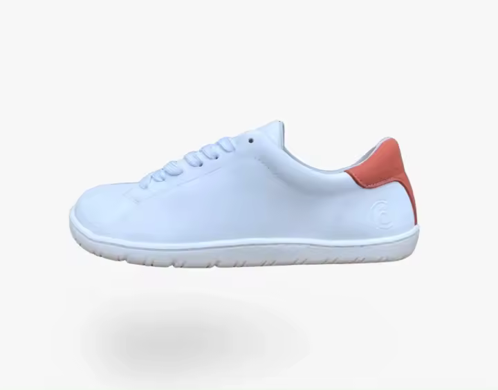 Zapato Respetuoso Barefoot Coqueflex 4361 Blanco Coral deportiva adulto.Drop cero, suela fina de 3.5mm con gran flexibilidad. Ancho por la puntera para mayor comodidad y para dejar libertad de movimiento a los dedos. Veganos. - 1