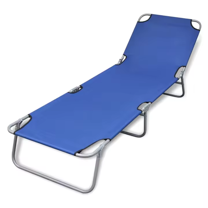 Tumbona plegable de acero con recubrimiento polvo azul - 1