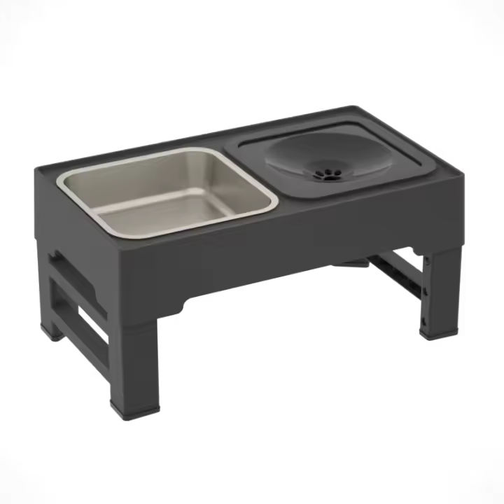 Comedero Doble para Mascotas - Ajustable en Altura, Antideslizante, Plegable - 1