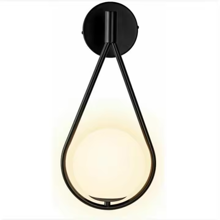 LED Bola Redonda Luz de la pared interior Negro Luz de la pared ajustable Vidrio metal Modern Dormitory lámpara para Dormitory Gota de Agua dormitorio lámpara E27 - 1