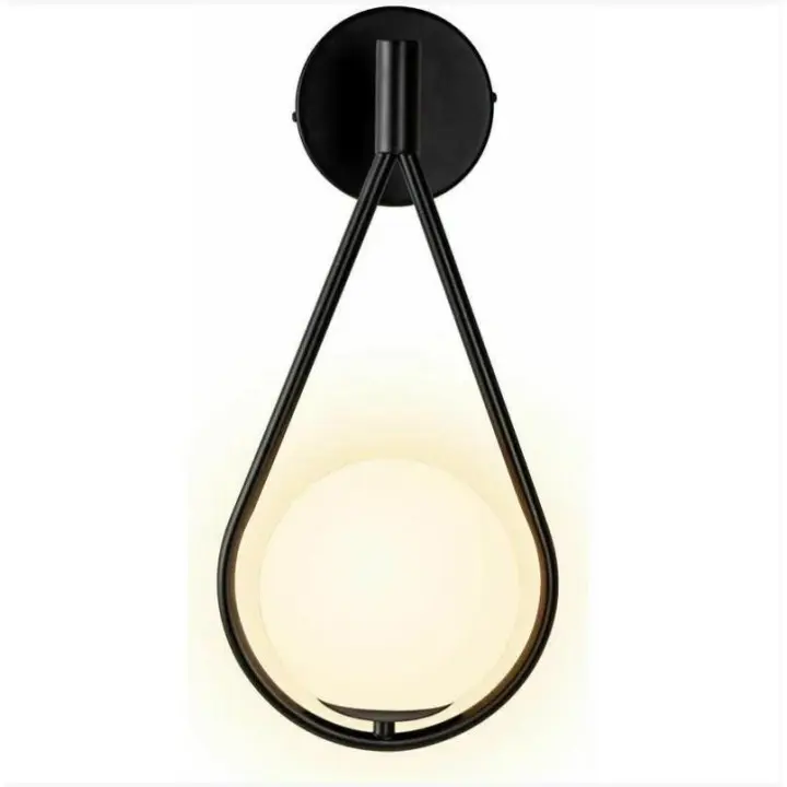 LED Bola Redonda Luz de la pared interior Negro Luz de la pared ajustable Vidrio metal Modern Dormitory lámpara para Dormitory Gota de Agua dormitorio lámpara E27 - 1