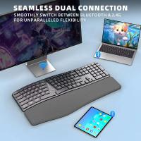 Teclado Inalámbrico Ergonómico 2.4G Con Soporte Para Mano Recargable Bluetooth Para Laptop Multidevice Teclado Multimedia Para Computadora Y Tableta - details 1