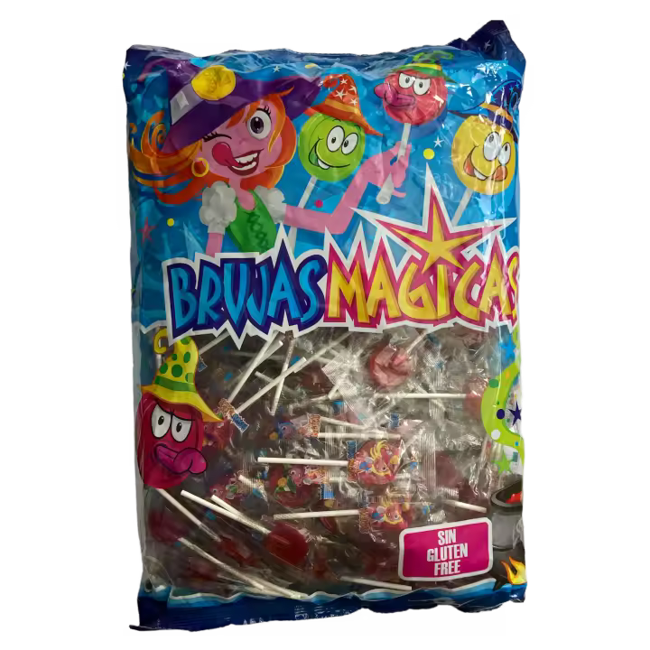 Brujas Mágicas JL Piruletas Cereza Bolsa 200 ud 1,1 kg Especial Halloween y Fiestas - 1
