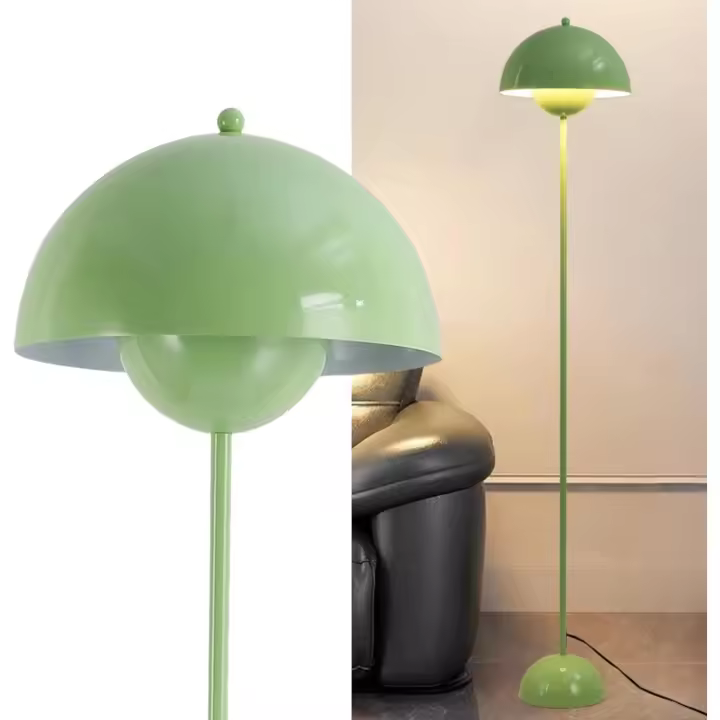ALPINALUZ Lámpara de Pie de Diseño Nórdico Clásico on Pantalla y base Parabólica Casquillo E27 para Salón Comedor Dormitorio - 1