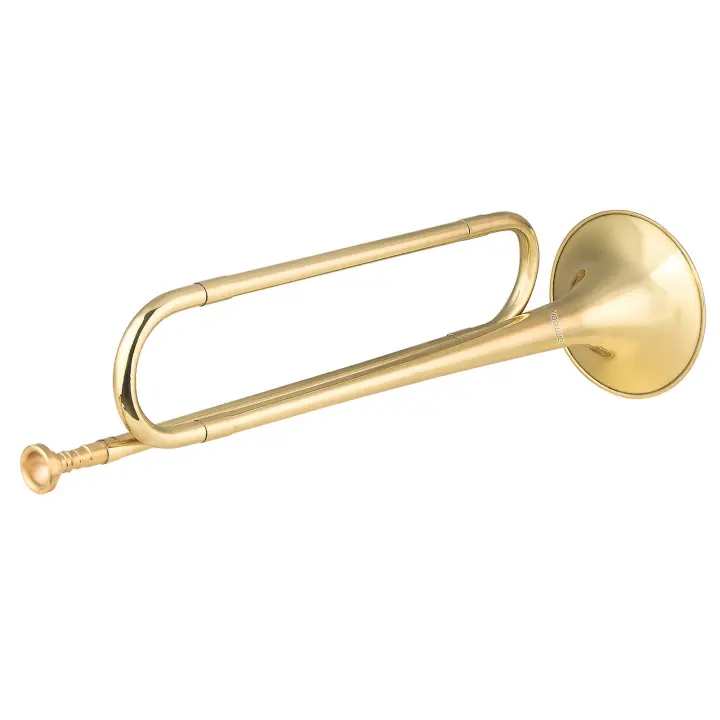 Latón C Bugle llamada chapado en oro trompeta caballería cuerno - 1