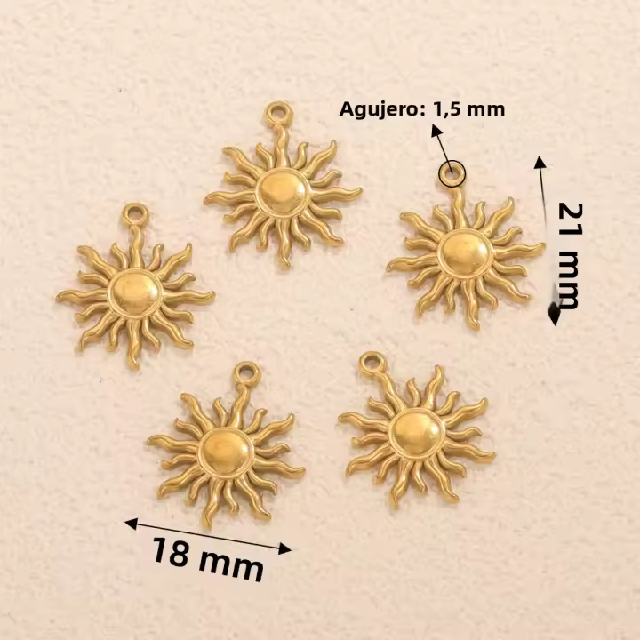5pcs Encantos De Sol En Acero Inoxidable Para Conectores De Joyería Suministros Para Hacer Pendientes DIY Encantos Solares Encuentros De Joyería - 1