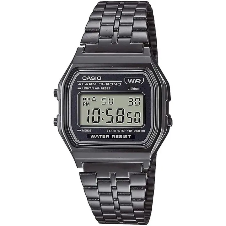 Casio A158WETB-1AEF Reloj Digital Retro, Diseño Vintage Unisex, Pantalla LED y Correa de Tejido Resistente - 1