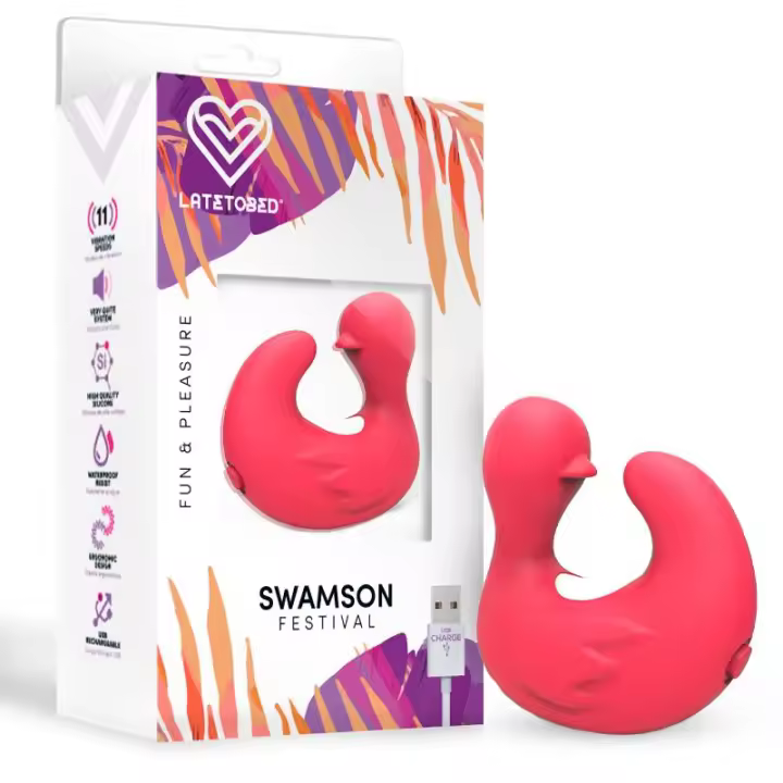 DEDAL PATITO ESTIMULADOR VIBRADOR CARGADOR USB SILICONA COLOR ROSA MODELO SWAMSON CONSOLADOR JUGUETES SEXUALES - 1