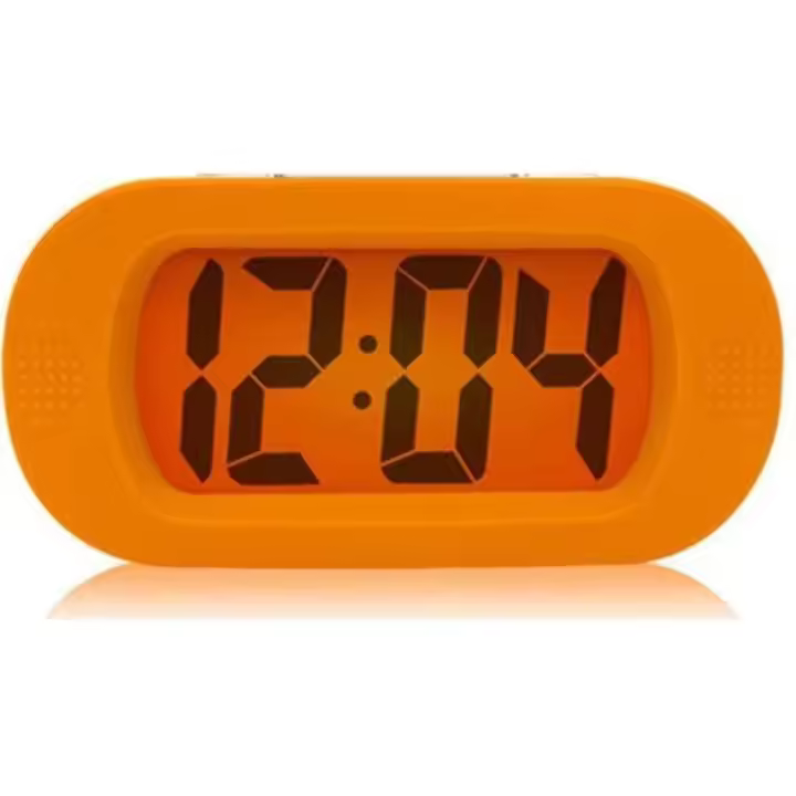 Resistente a los golpes Lcd Despertador con luz de noche (naranja) - 1