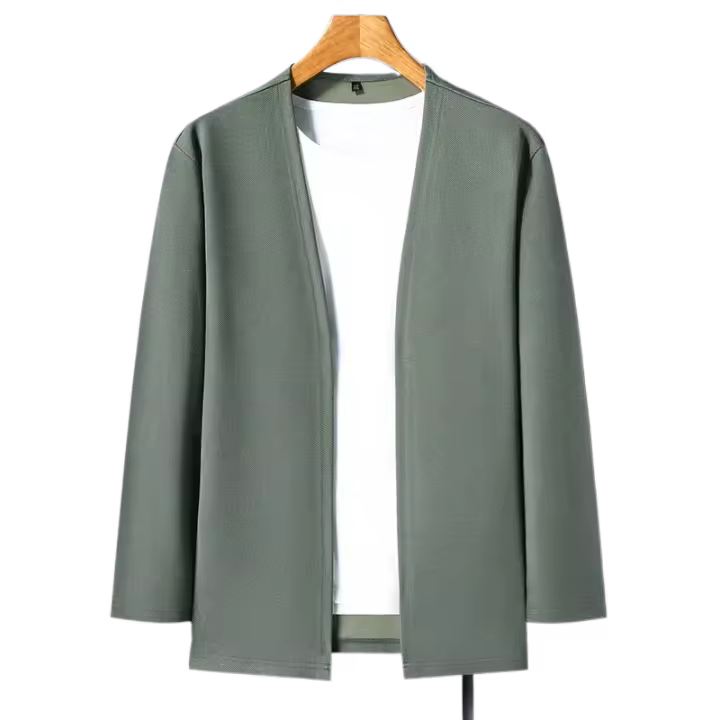 Nueva Cardigan De Larga Manga Para Hombres Color Sólido Casual Cómoda Y Moda Para Primavera Y Otoño Material Poliéster - 1