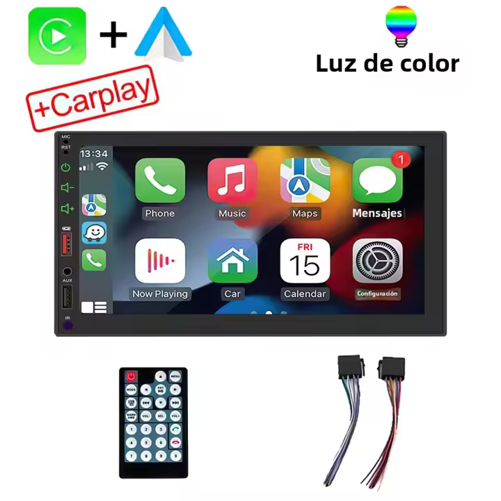 Radio De Coche Universal 2 Din Con Android Auto Y Carplay Reproductor Multimedia De Audio Para Hyundai Nissan Toyota Kia Jeep Pantalla Táctil 7 Pulgadas Soporte a MP3 MP4 JPEG - 1