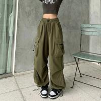 2024 Pantalones Casuales Para Mujer Tech Pantalones Sólidos Cintura Baja Con Cordón Pierna Ancha Estilo Baggy Y2k Streetwear Sobredimensionados - details 10