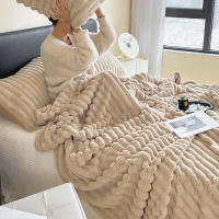 Manta De Peluche De Conejo Artificial Para Otoño Manta De Sofa Suave Y Cálida Manta Gruesa Para Cama Color Plush Tamaño Grande - details 15