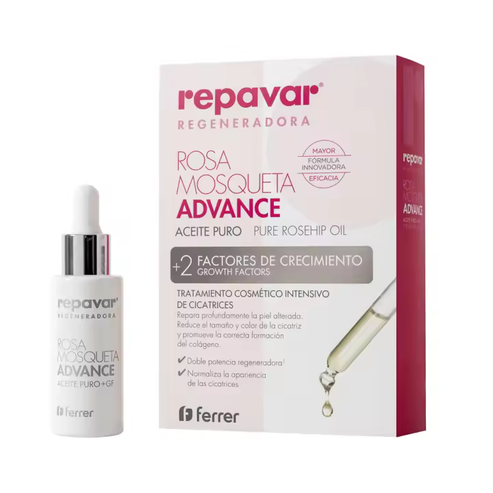 Repavar Aceite Rosa Mosqueta Advance - Aceite Puro de Rosea Mosqueta Con 2 Factores de Crecimiento - Tratamiento Cosmético Intensivo con Doble Potencia Reparadora  para cicatrices- 15 ml - 1