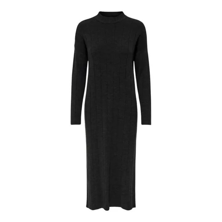 ONLTESS LS HIGHNECK MIDI DRESS KNT Dark Grey Melan - 1
