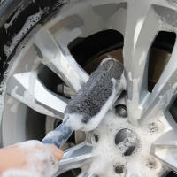 Cepillo De Limpieza Para Ruedas De Coche Portátil Con Manija De Plástico Microfibra Azul Y Gris Herramienta De Limpieza Para Rines Y Neumáticos - details 5