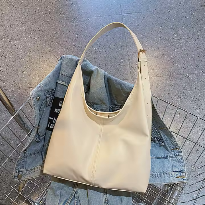 Bolso De Hombro Vintage Para Mujer Con Gran Capacidad Y Correa Cruzada Retro Tote Para Comunicación Material PU Sólido - 1