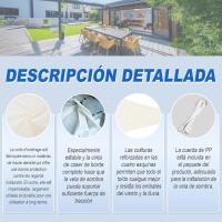 Toldo Vela de Sombra impermeable de 3x3 m, rectangular, color crema, para Exterior, con Protección UV, para Cenadores, Jardines y patios. - details 2