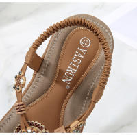 Zapatos de playa europeos y americanos para mujer, verano 2025. Zapatos casuales planos anchos con cuentas de madera tejidas. - details 35
