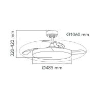 Akunadecor - Ventilador de techo con motor DC modelo Plumax, 3 acabados a elegir, Tecnologia Led 45W eficiente de 4400 Lumenes, Control remoto con temporizador, luz regulable en color e intensidad, Memoria motor inverter verano/invierno ultra silencioso. - details 4