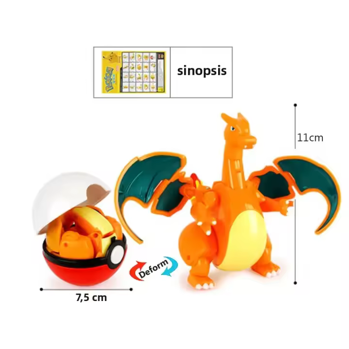 Figura De Anime Pokémon Pikachu Y Poké Ball Dual Morfología Muñeco De Snorlax Modelo De Pelota Para Niños Juguetes De Coleccionista - 1