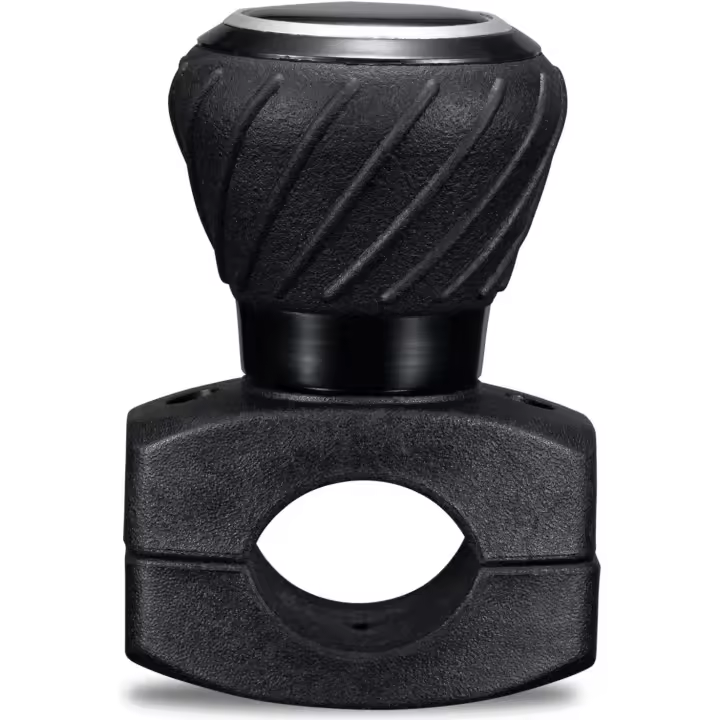 Perilla de volante universal, ayuda para volante de coche, perilla giratoria, apta para volantes de coches, semirremolques y carretillas elevadoras, color negro - 1