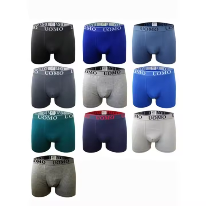 UOMO - Pack de 12 boxer de hombre lisos de algodón sin costuras. 95% Algodón y 5% Elastano - 1