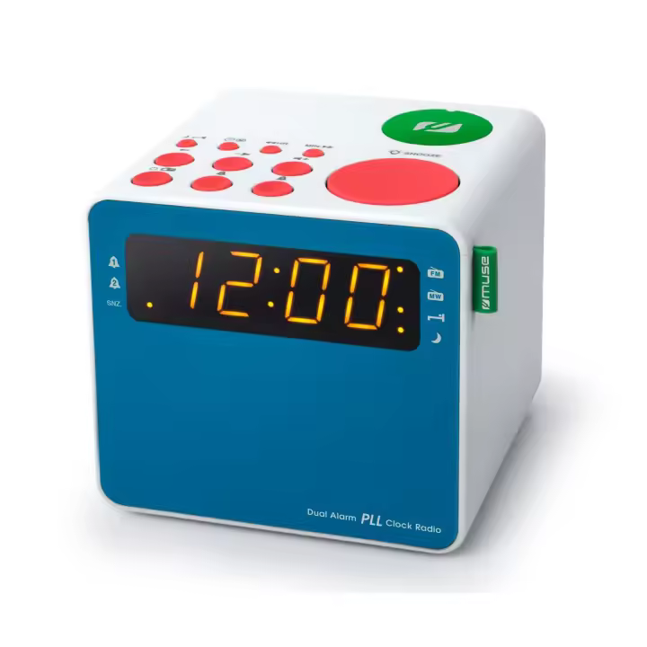 MUSE M-187 MC Azul y blanco / Radio reloj con proyector - 1